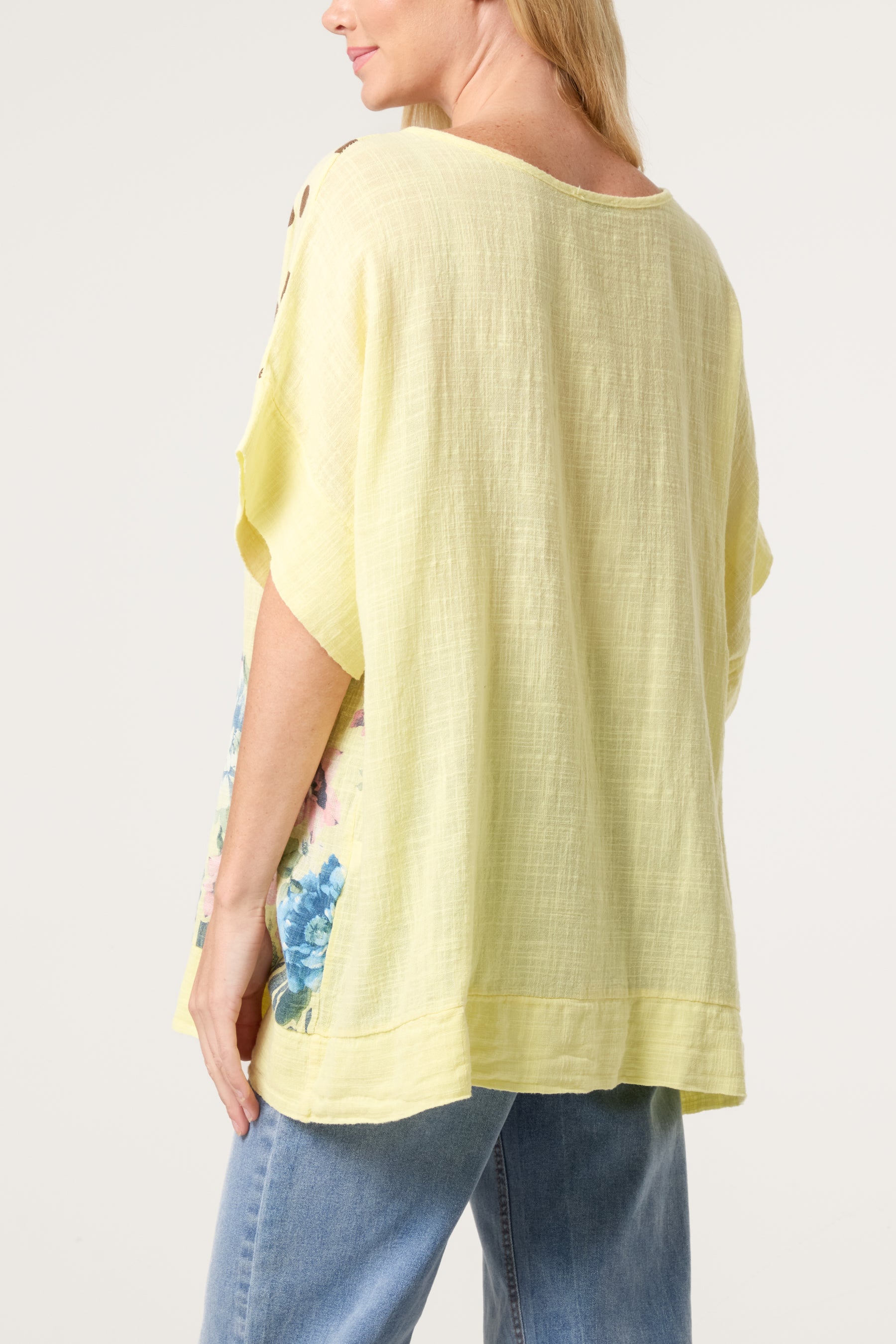 Polka Dot Floral Border Top