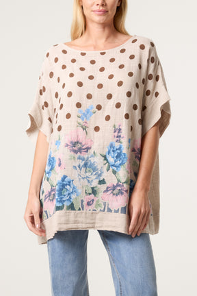 Polka Dot Floral Border Top