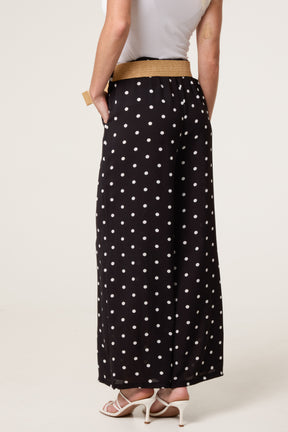 Belted Polka Dot Wide Leg Trousers