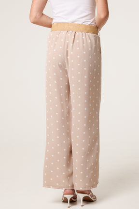 Belted Polka Dot Wide Leg Trousers