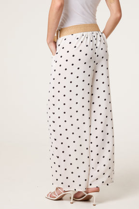 Belted Polka Dot Wide Leg Trousers