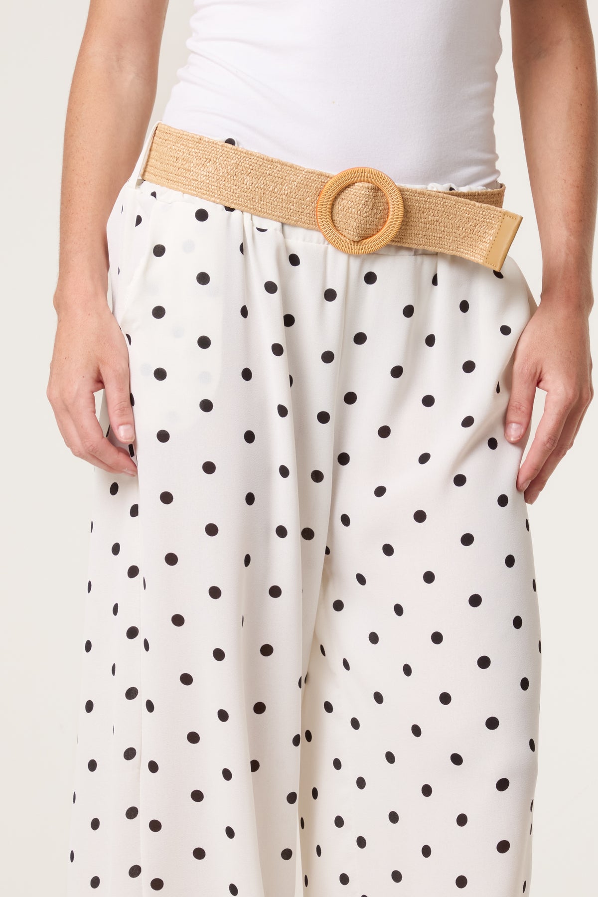 Belted Polka Dot Wide Leg Trousers