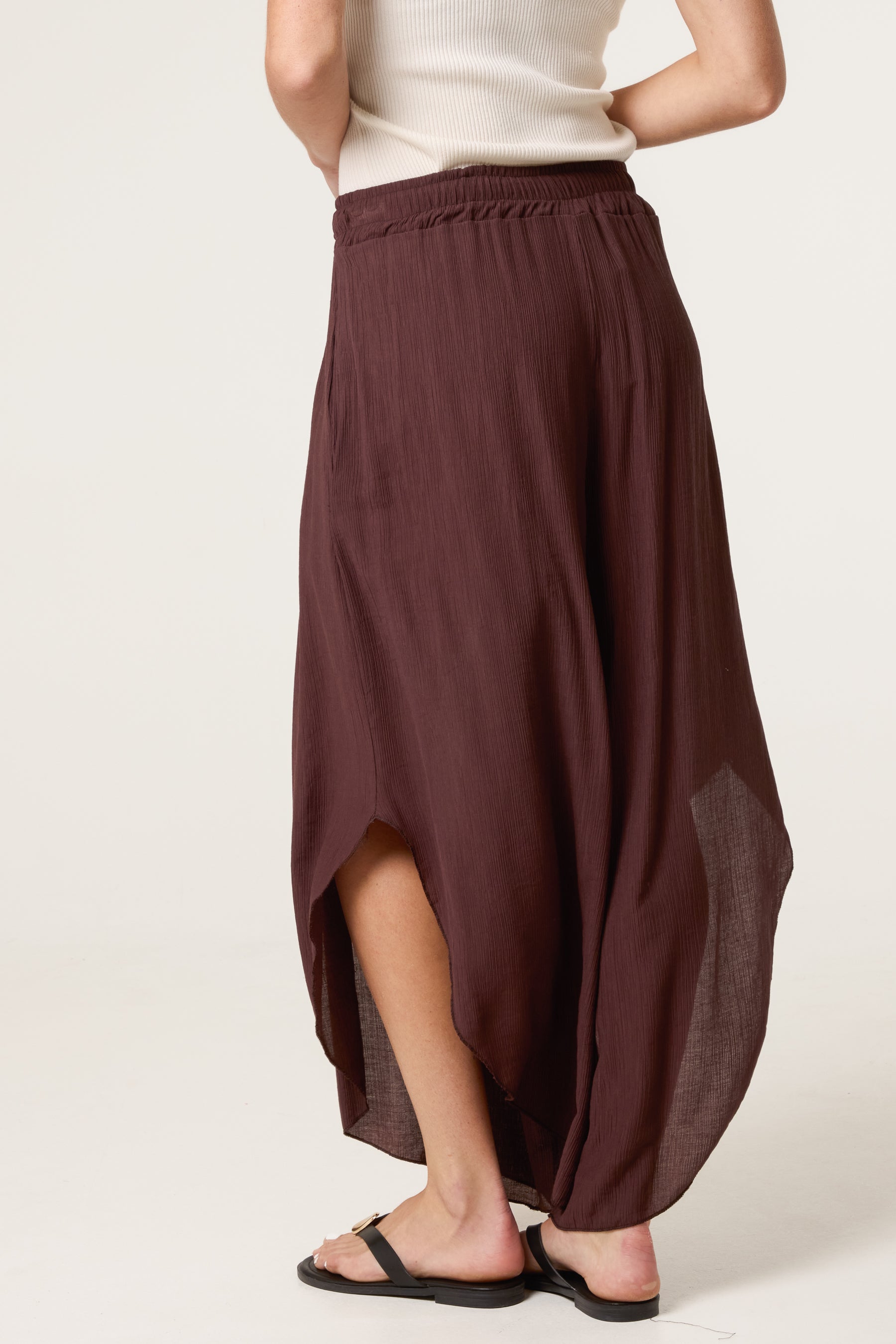 Wide Leg Crinkle Trouser