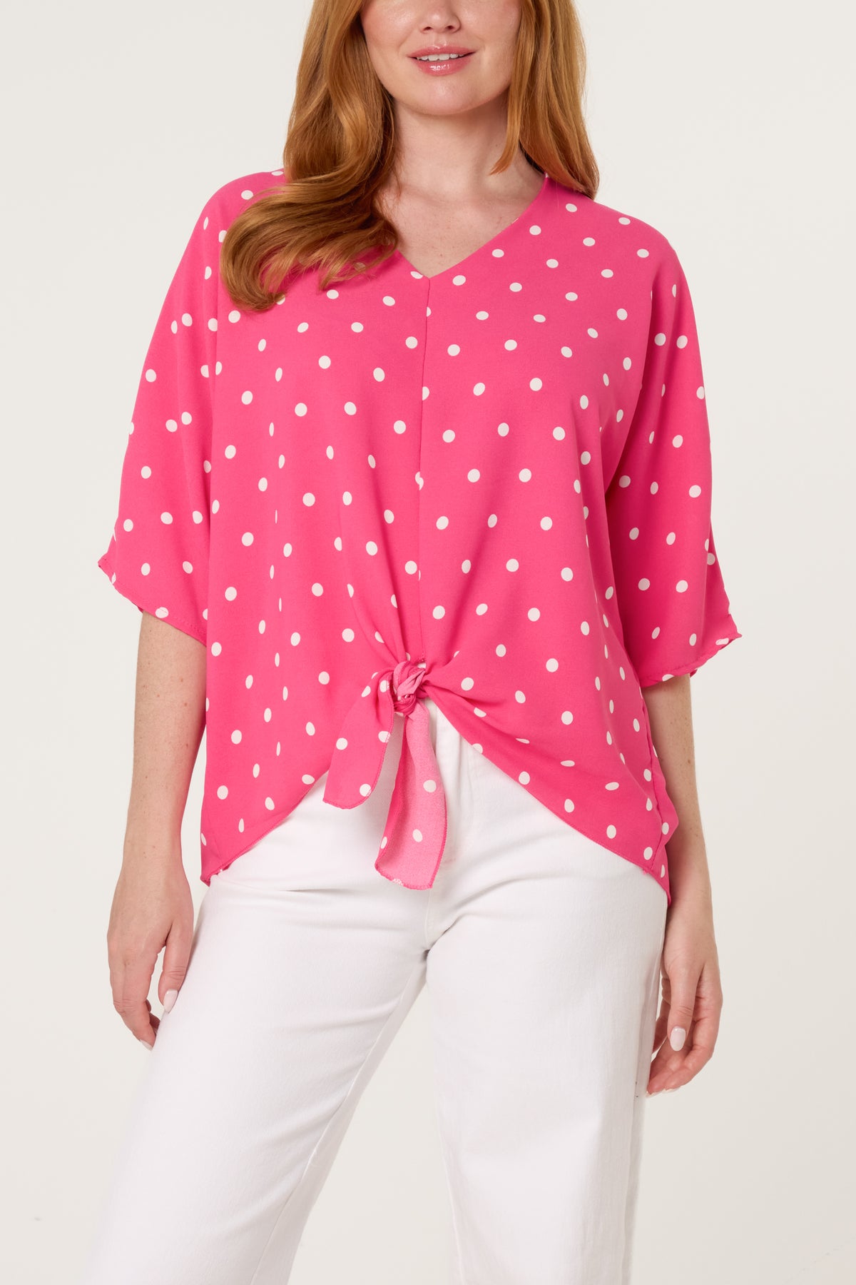 Polka Dot Knot Front Top