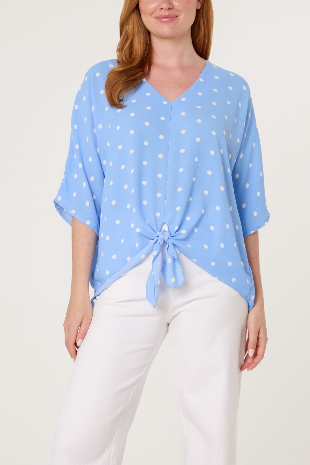 Polka Dot Knot Front Top