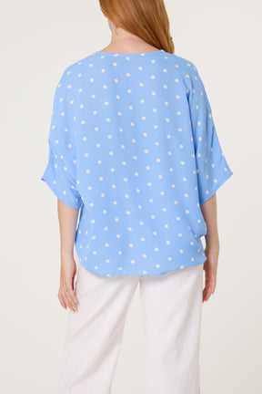 Polka Dot Knot Front Top