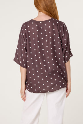 Polka Dot Knot Front Top