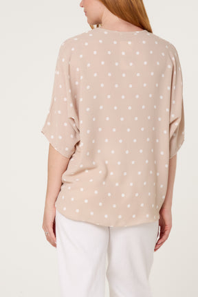 Polka Dot Knot Front Top