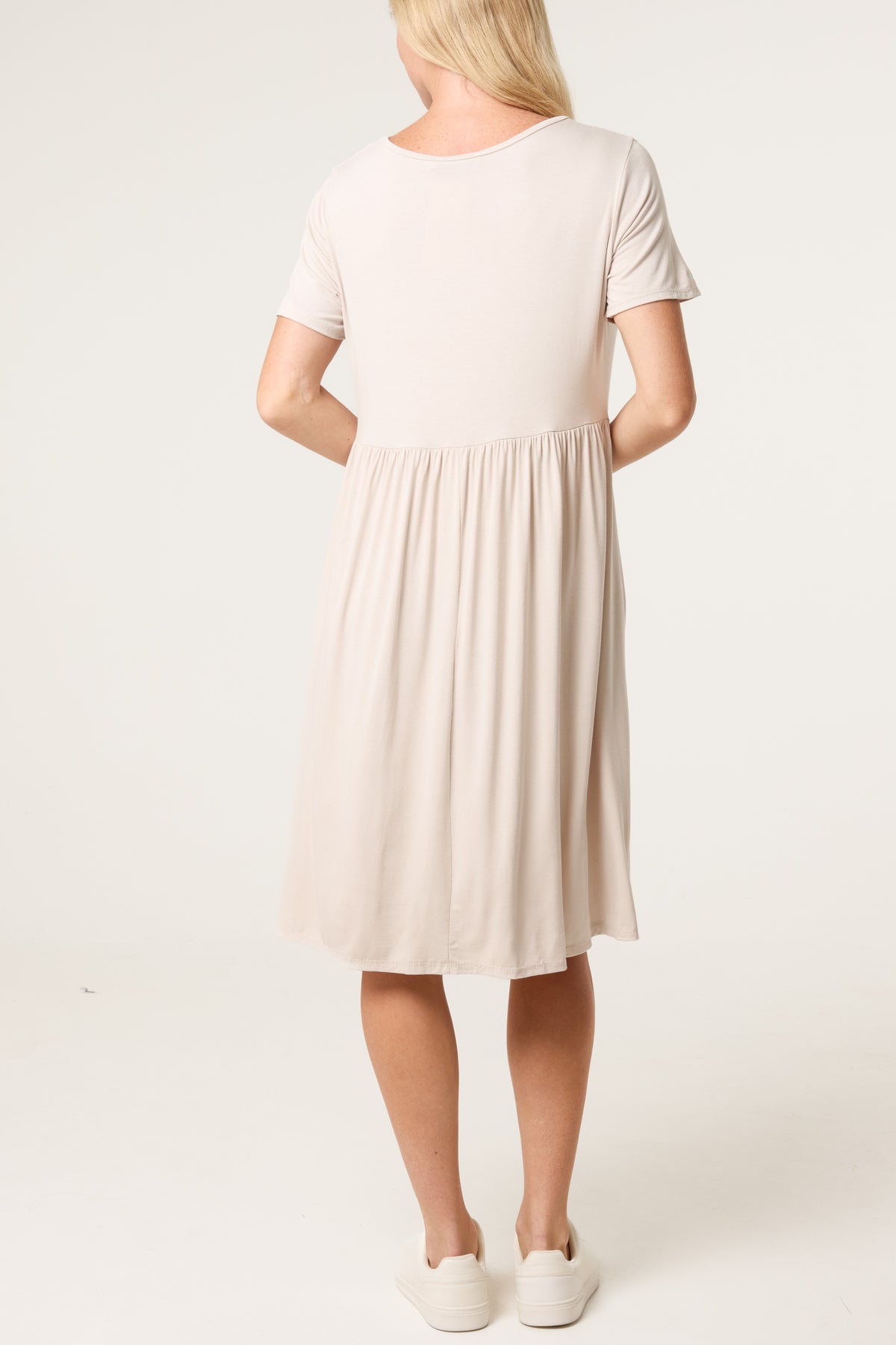 Round Neck Stretch Mini Dress