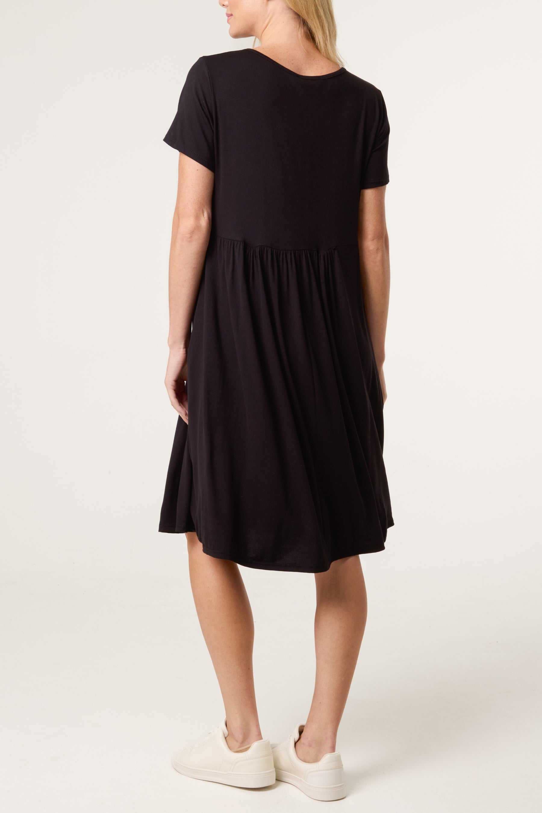 Round Neck Stretch Mini Dress