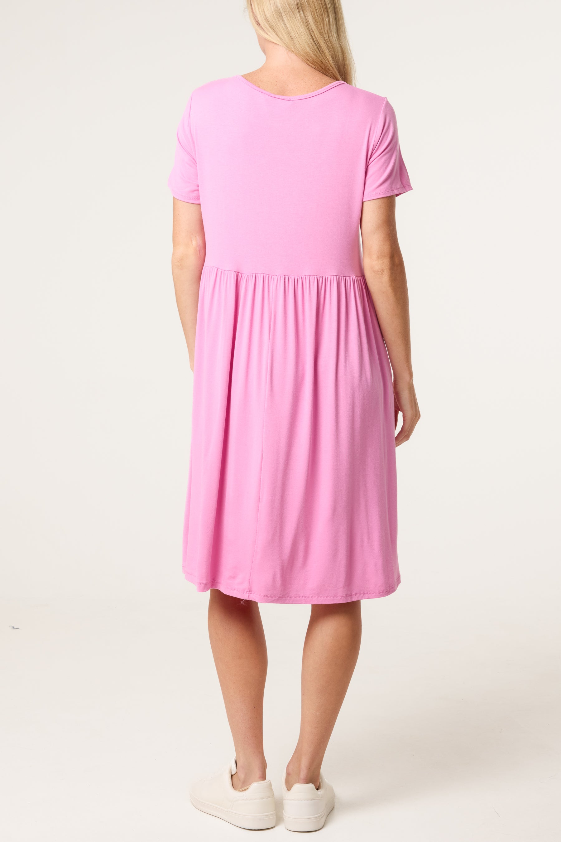 Round Neck Stretch Mini Dress