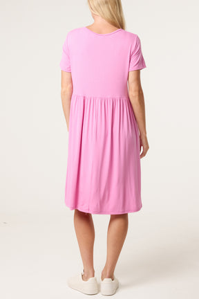 Round Neck Stretch Mini Dress