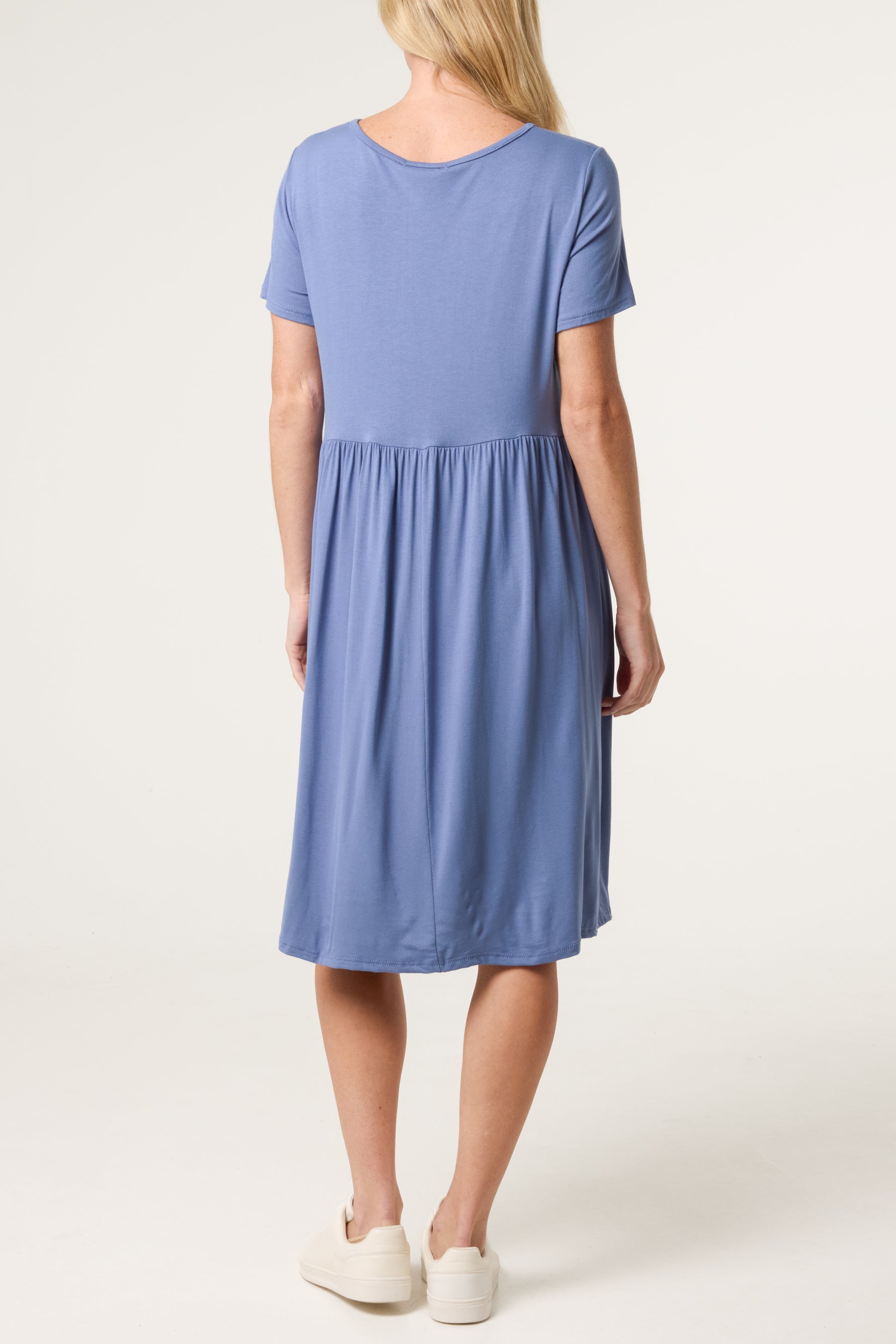 Round Neck Stretch Mini Dress