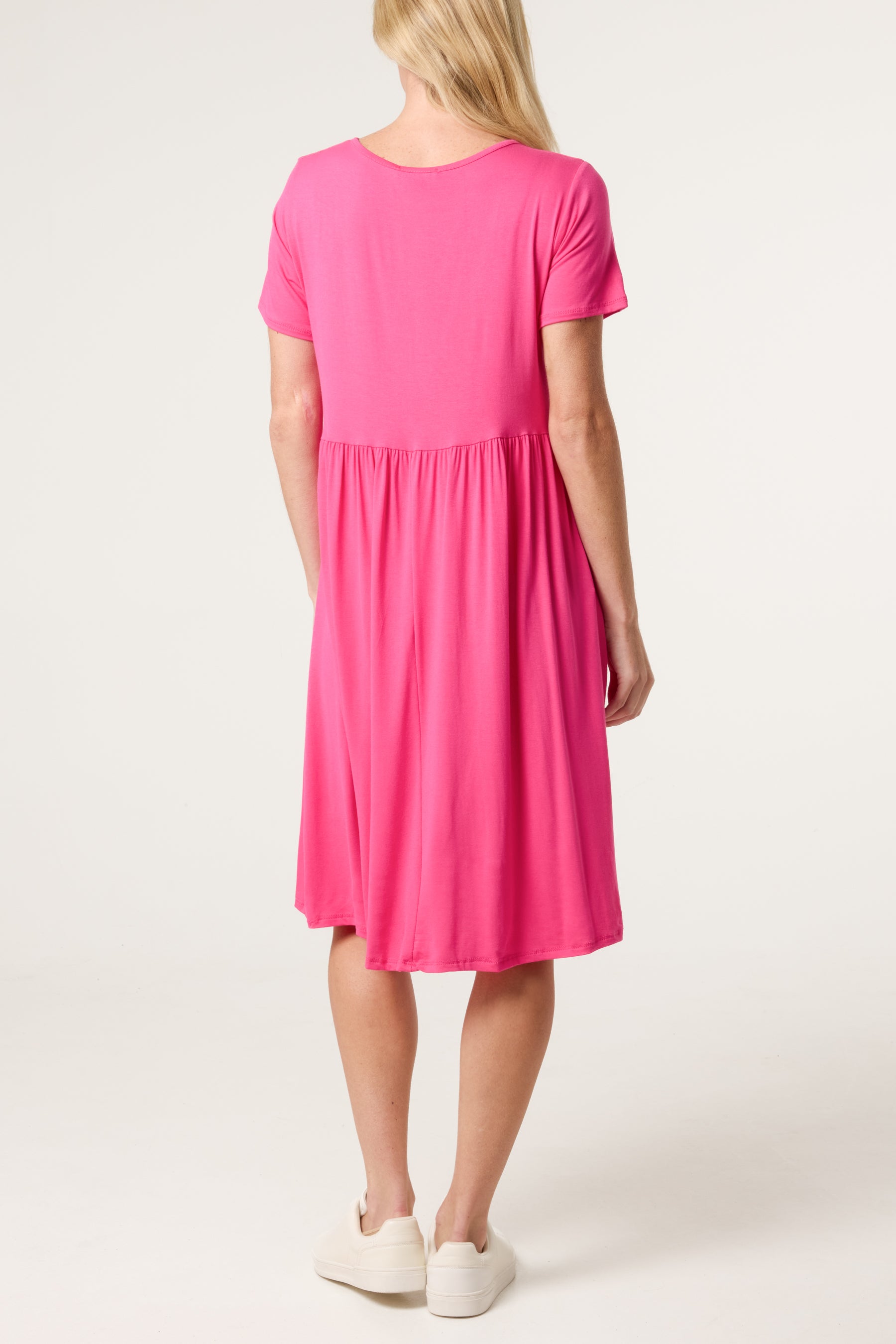 Round Neck Stretch Mini Dress