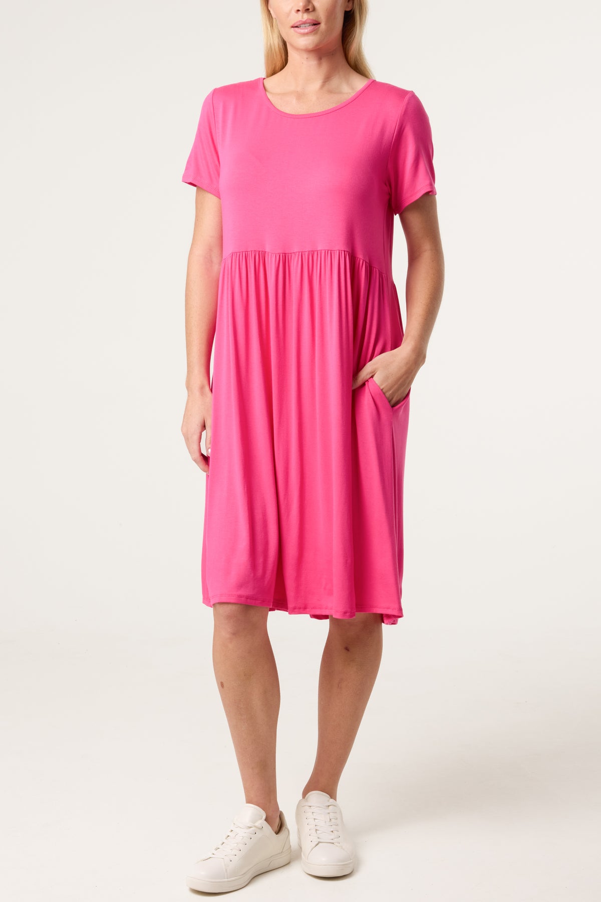 Round Neck Stretch Mini Dress