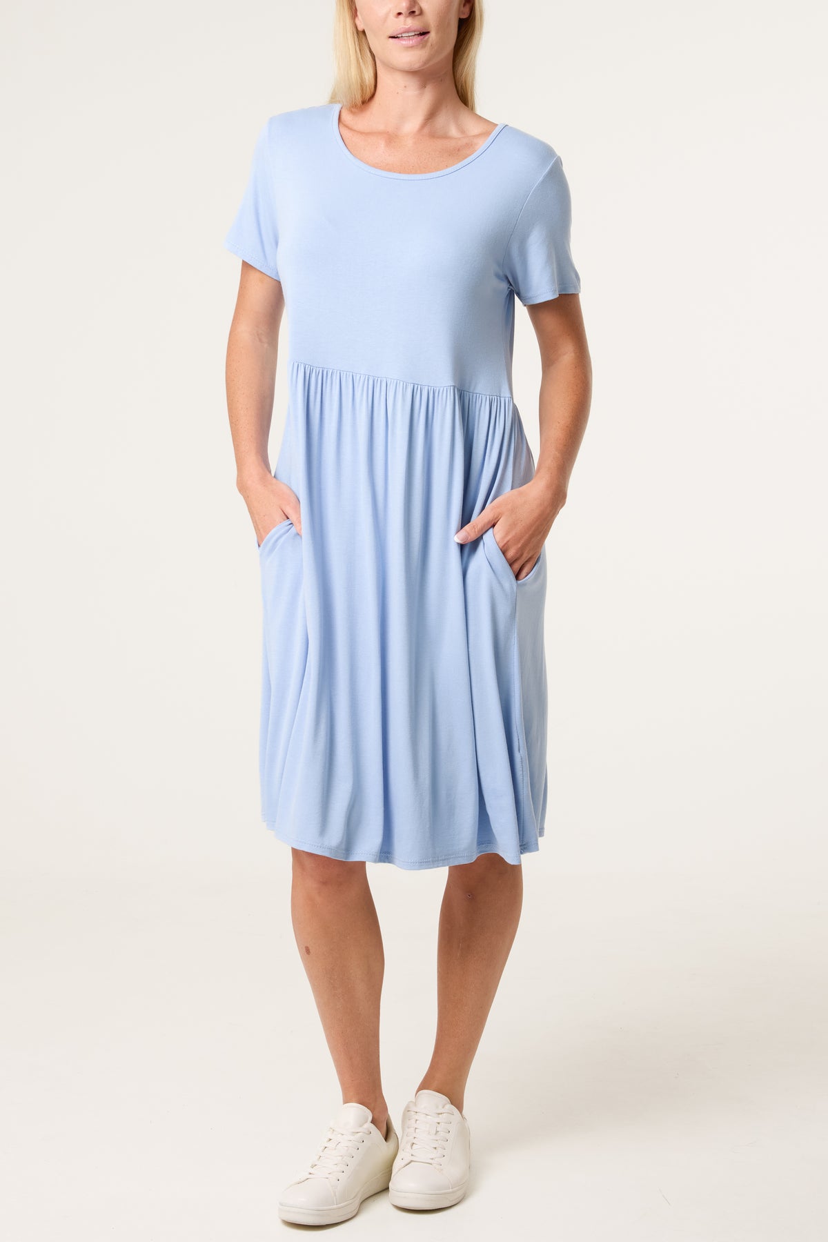 Round Neck Stretch Mini Dress
