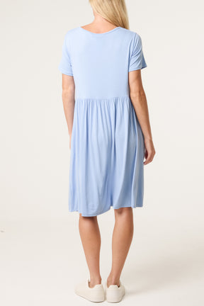 Round Neck Stretch Mini Dress