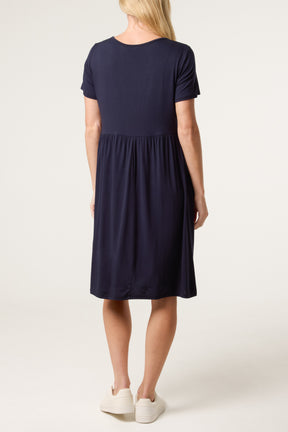 Round Neck Stretch Mini Dress