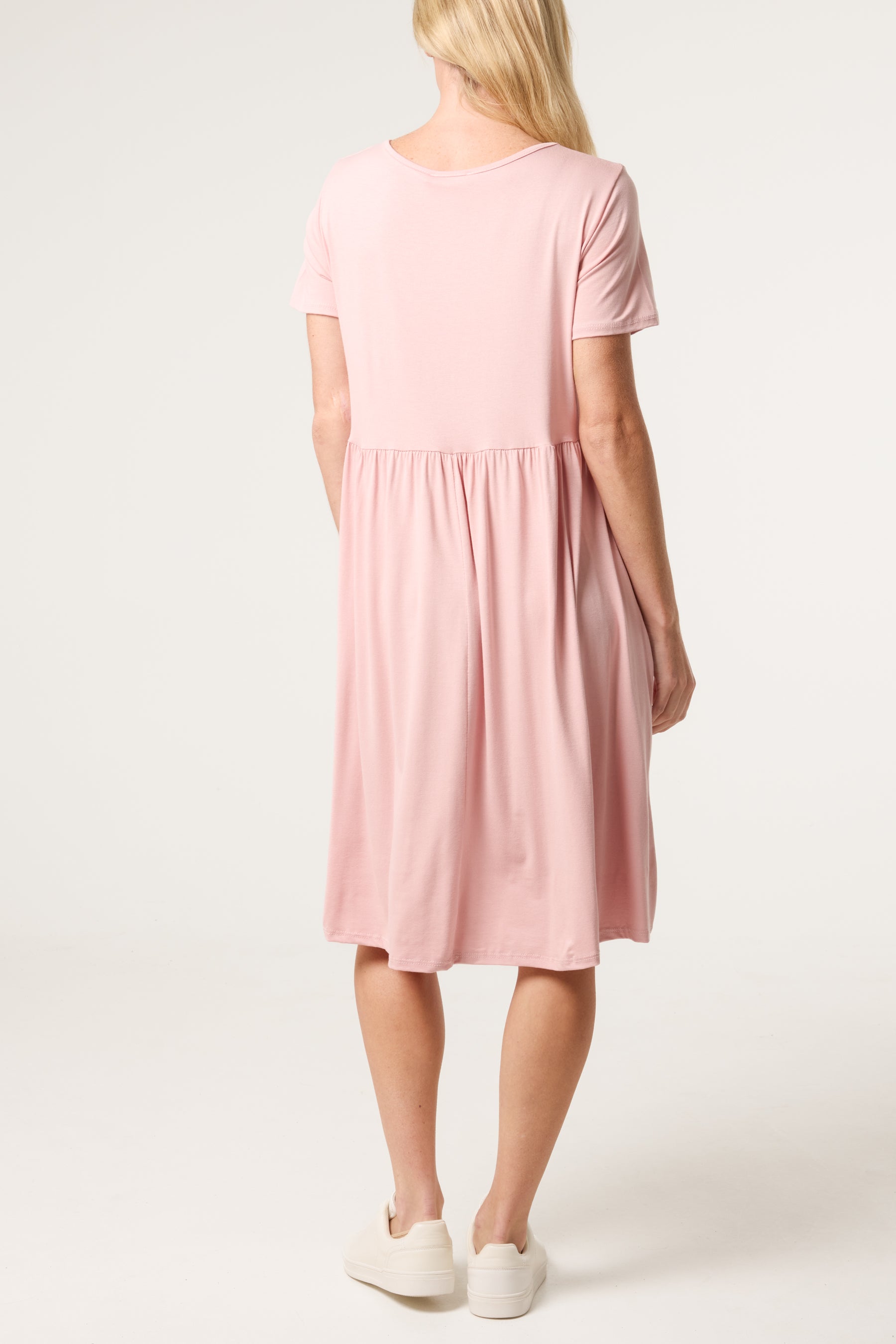 Round Neck Stretch Mini Dress