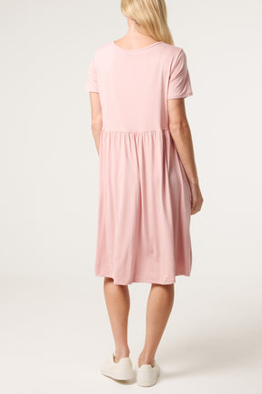 Round Neck Stretch Mini Dress