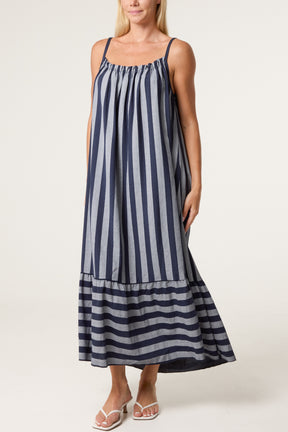 Striped Down Sleeveless Cami Dress