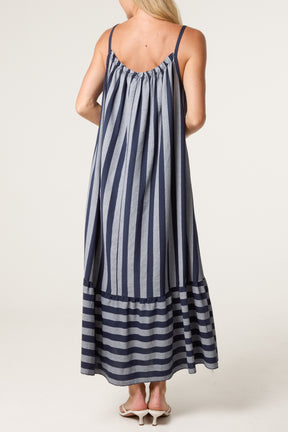 Striped Down Sleeveless Cami Dress