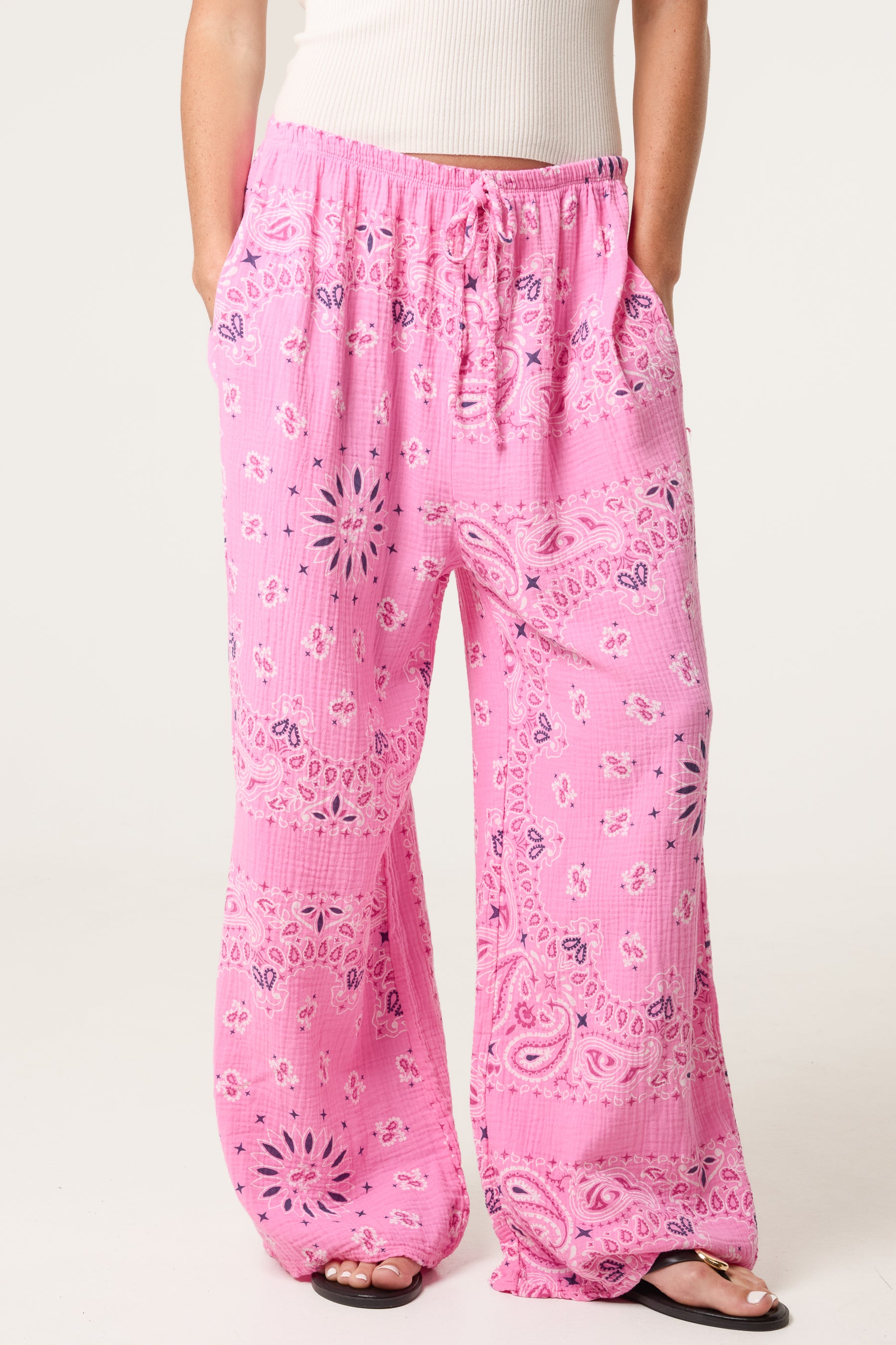 Bandana Trouser With Tie Front & Pockets