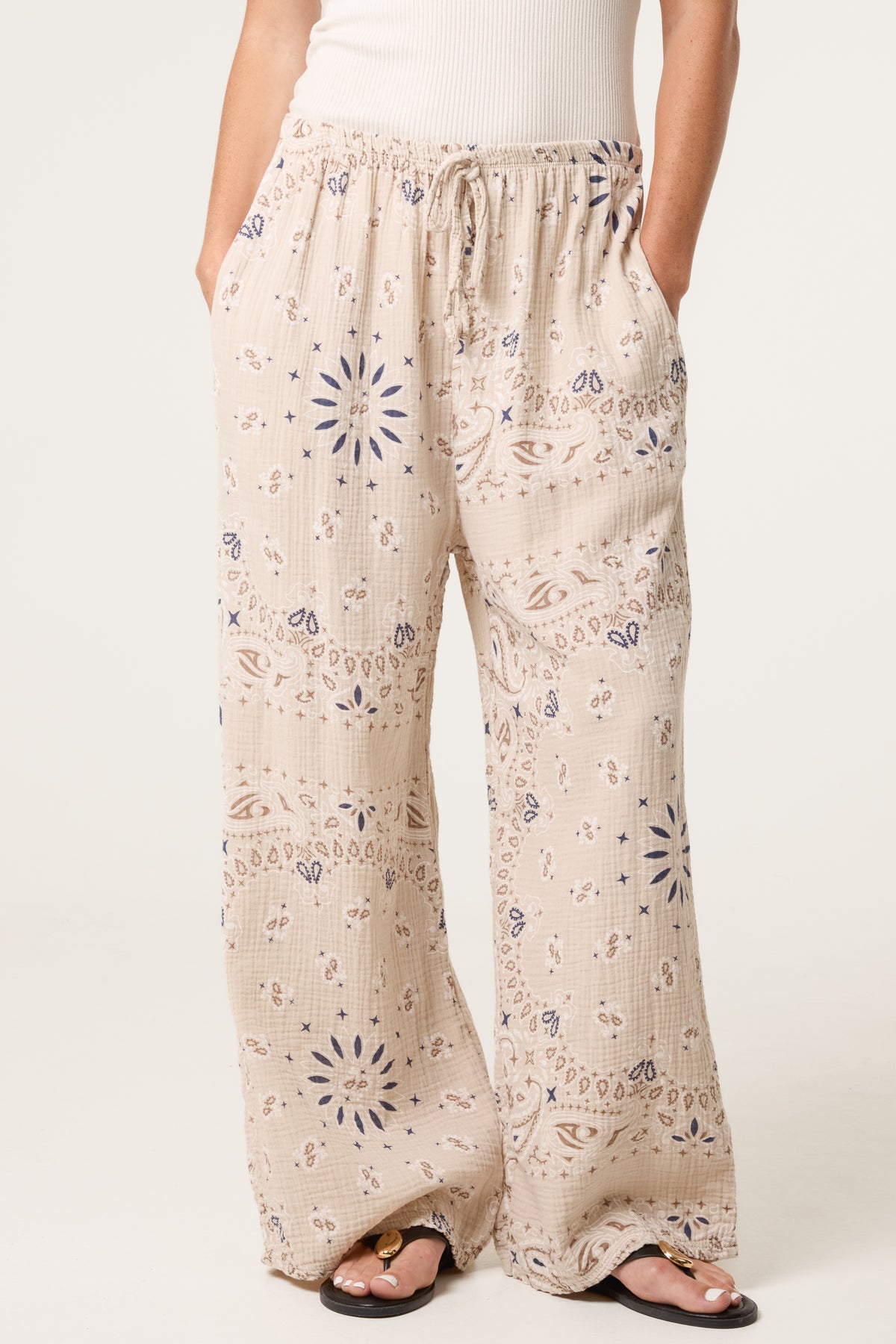 Bandana Trouser With Tie Front & Pockets