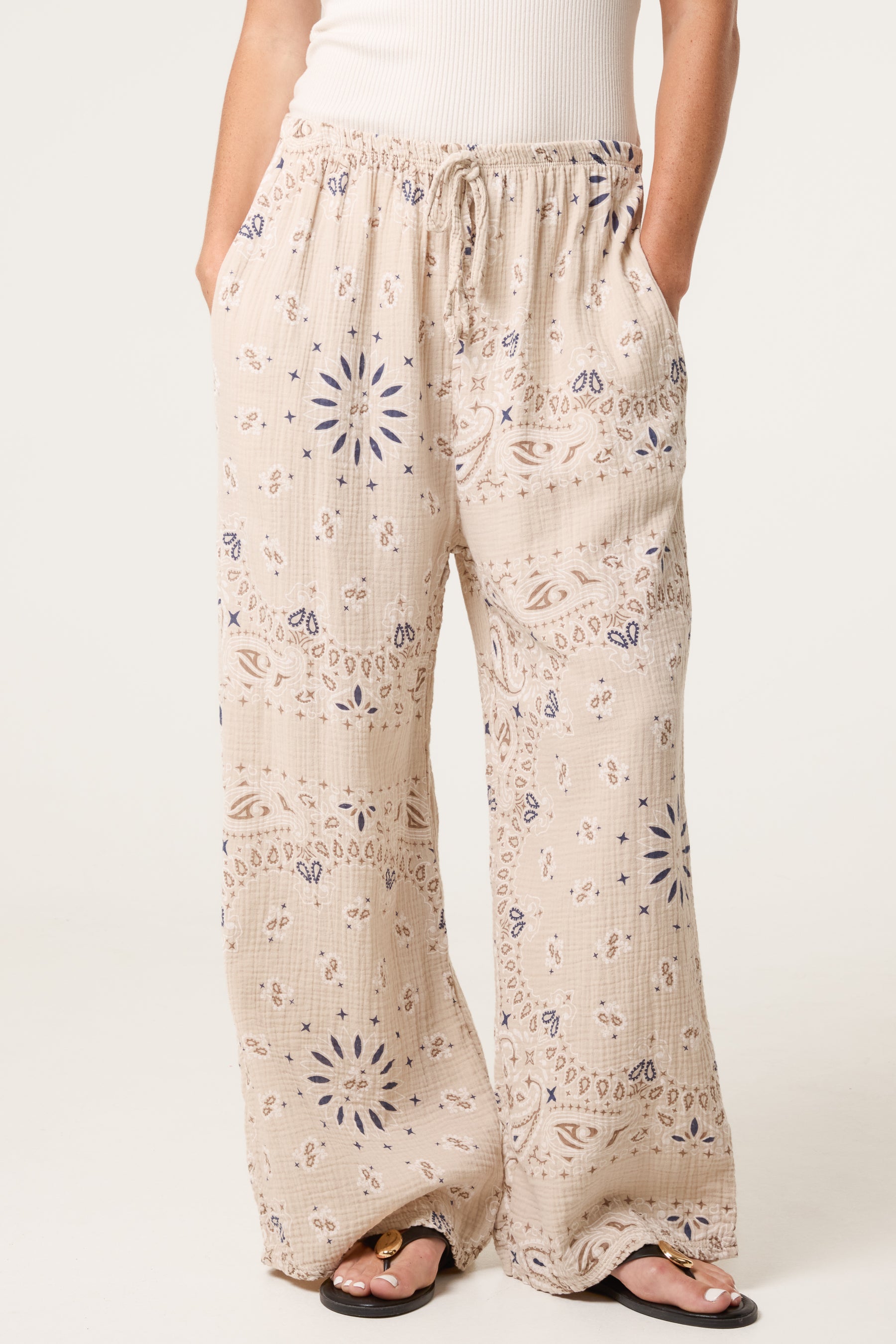 Bandana Trouser With Tie Front & Pockets