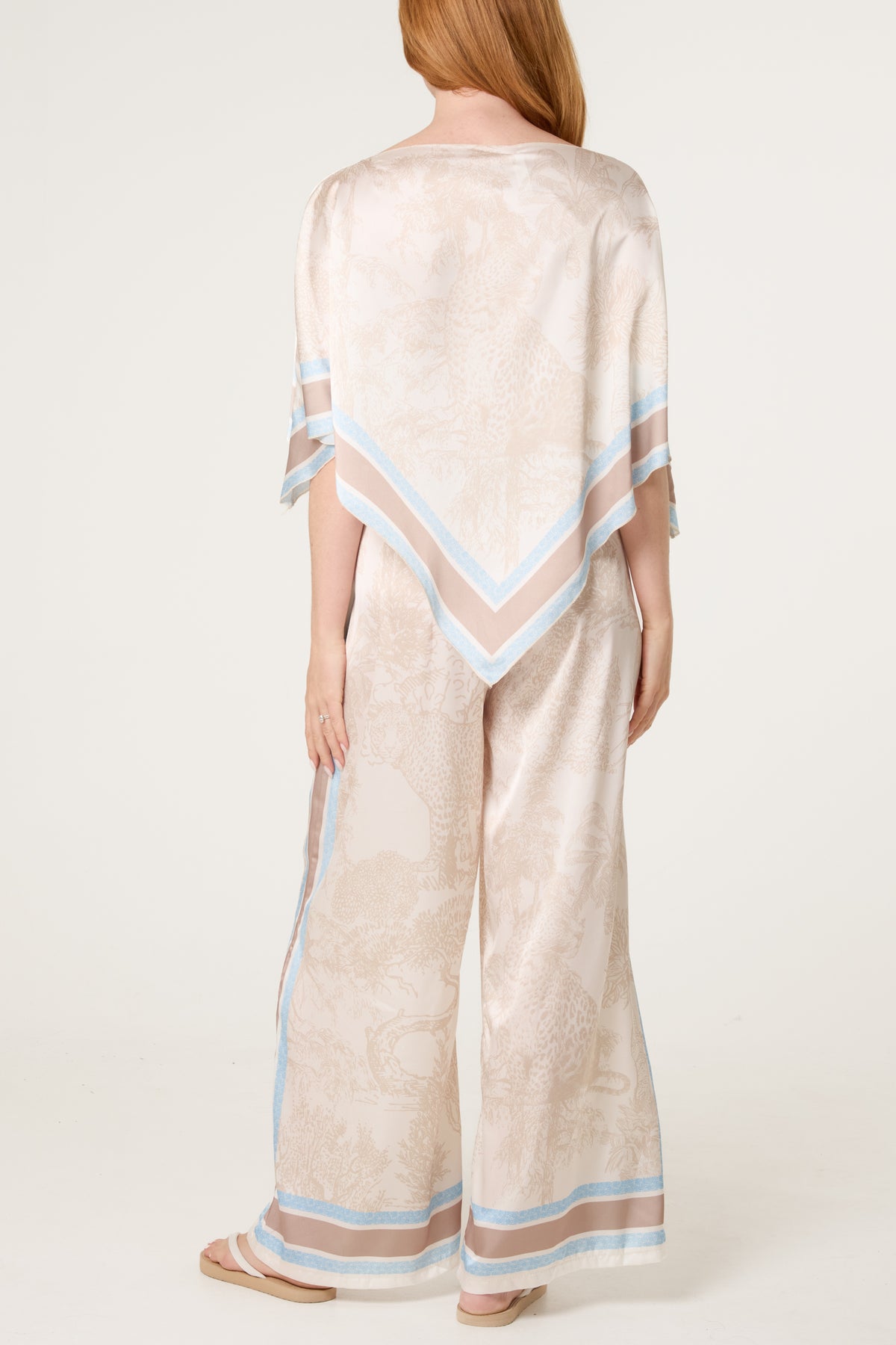 Scarf Top & Wide Leg Trousers Set