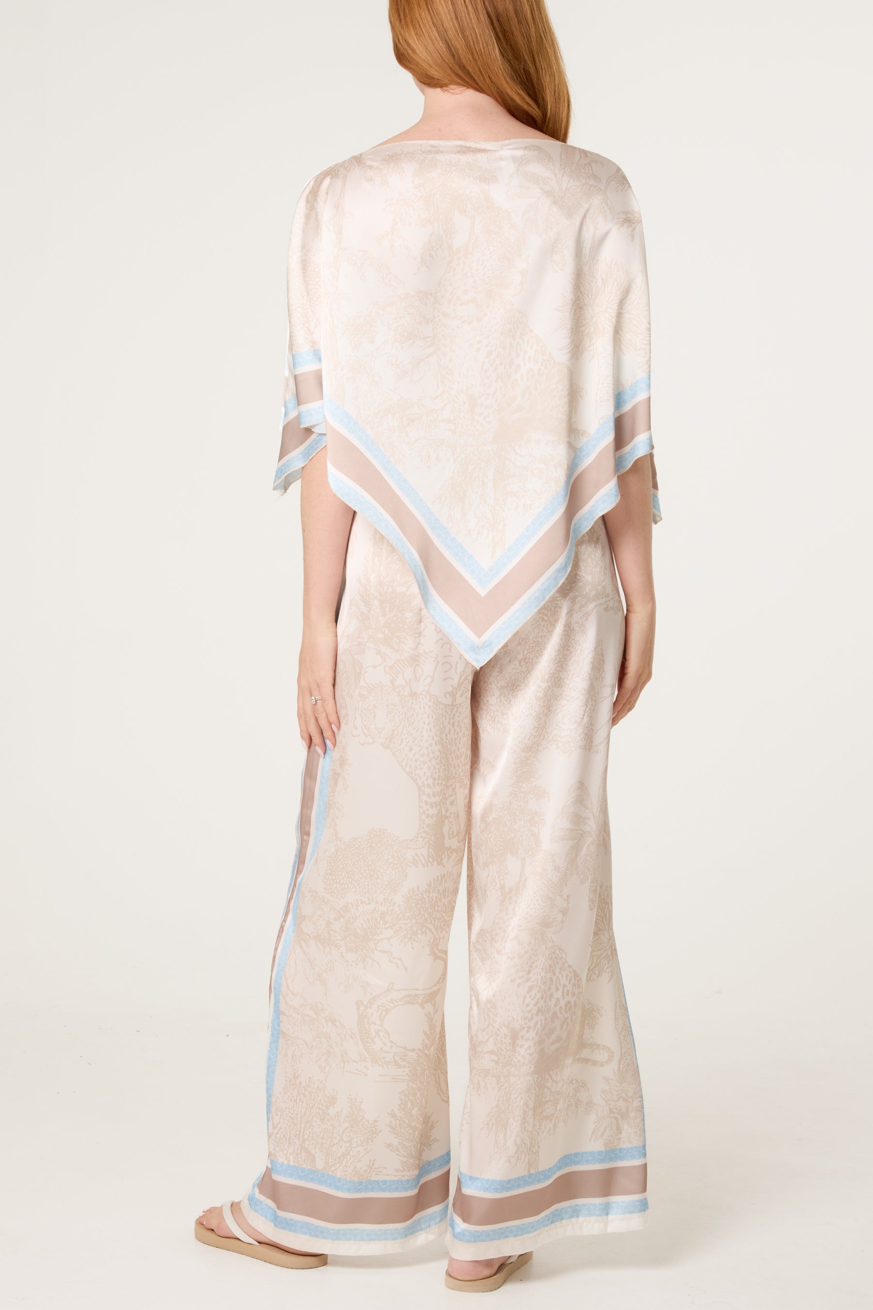 Scarf Top & Wide Leg Trousers Set