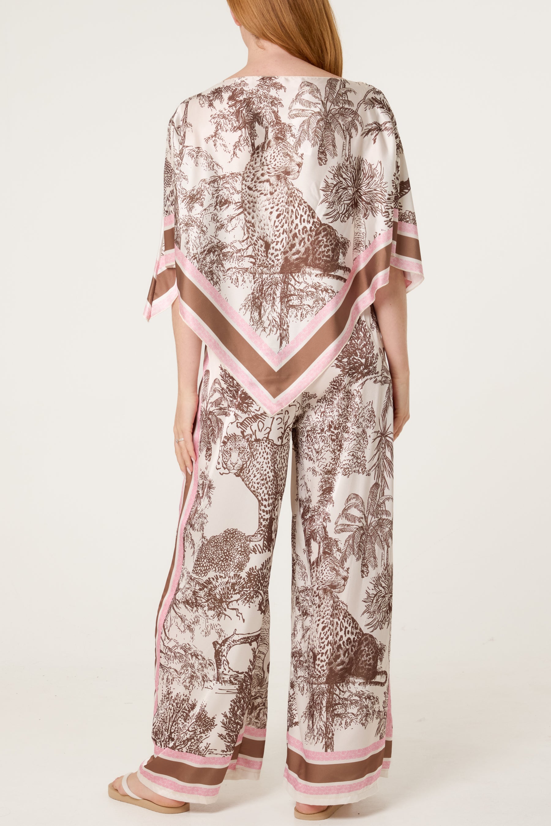 Scarf Top & Wide Leg Trousers Set