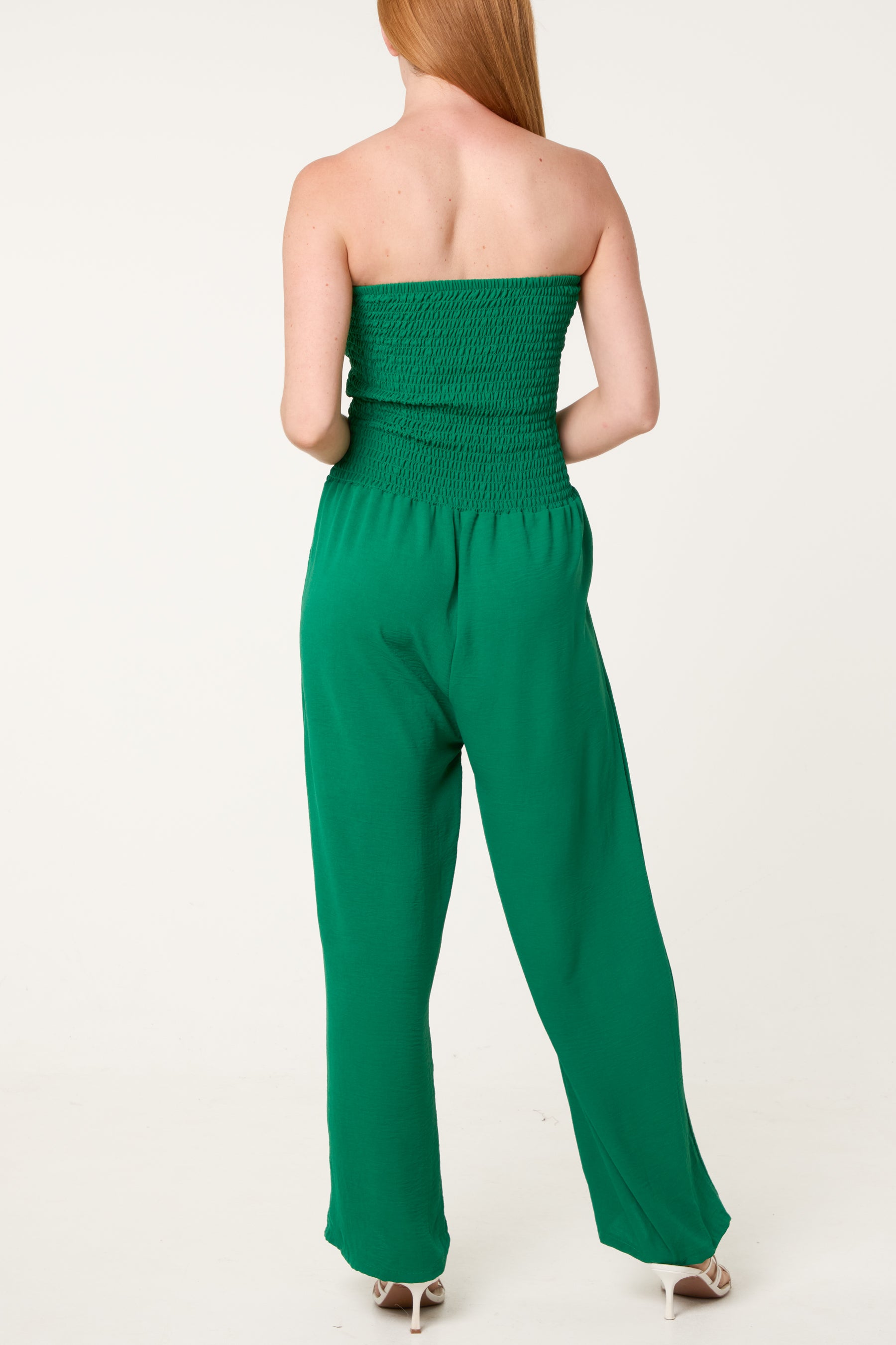 Bandeau Shirred Wide Leg Jumpsuit