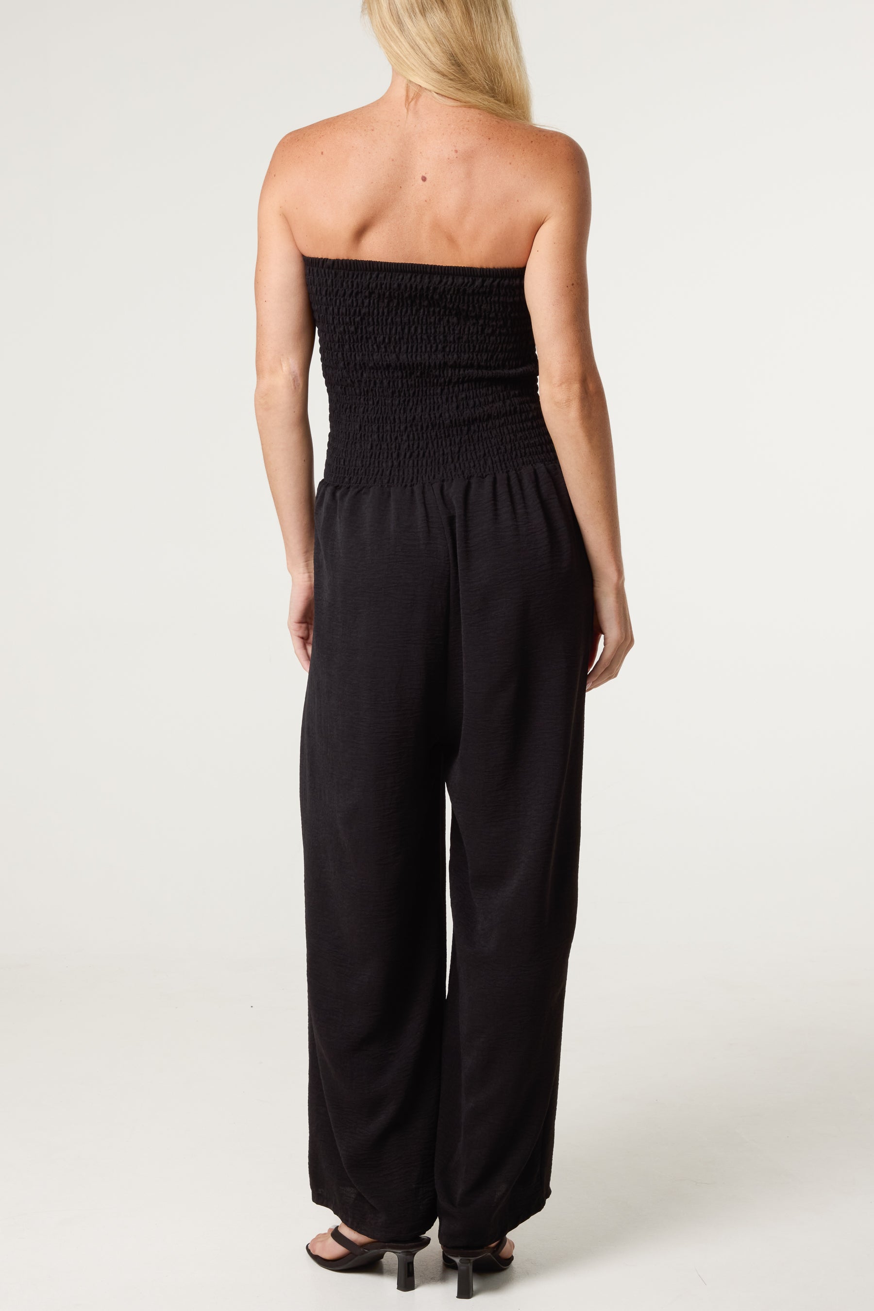Bandeau Shirred Wide Leg Jumpsuit