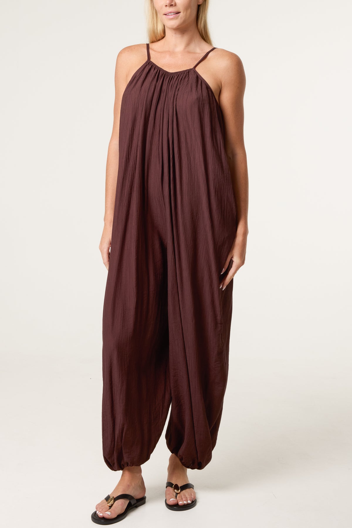 Crinkle Fabric Cami Jumpsuit