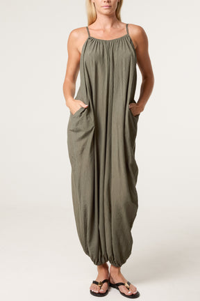 Crinkle Fabric Cami Jumpsuit