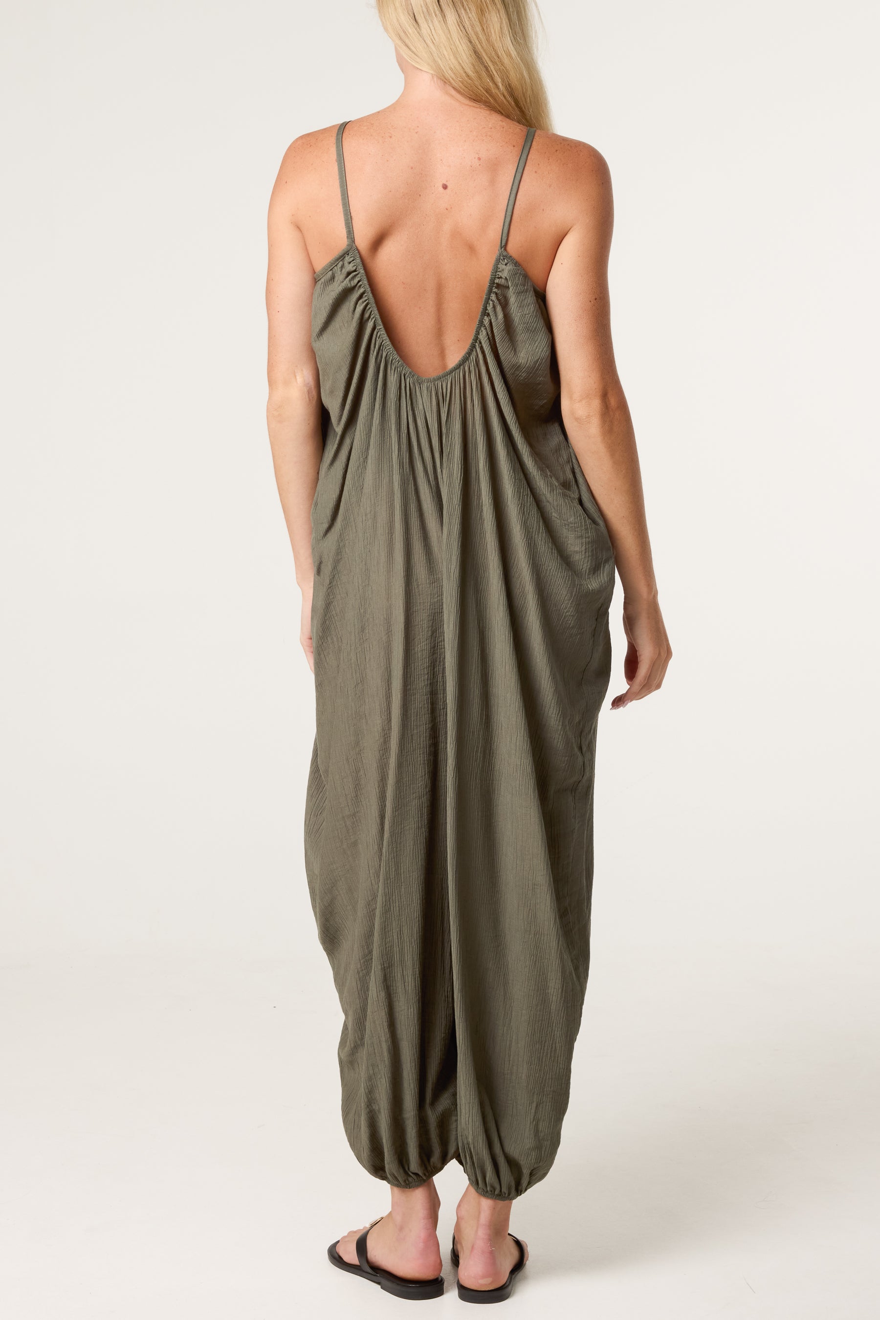 Crinkle Fabric Cami Jumpsuit