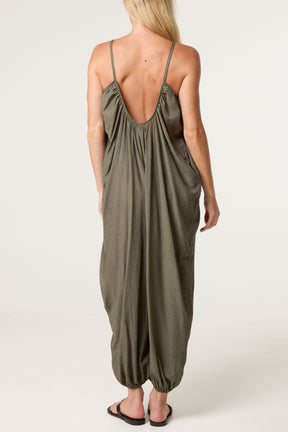 Crinkle Fabric Cami Jumpsuit