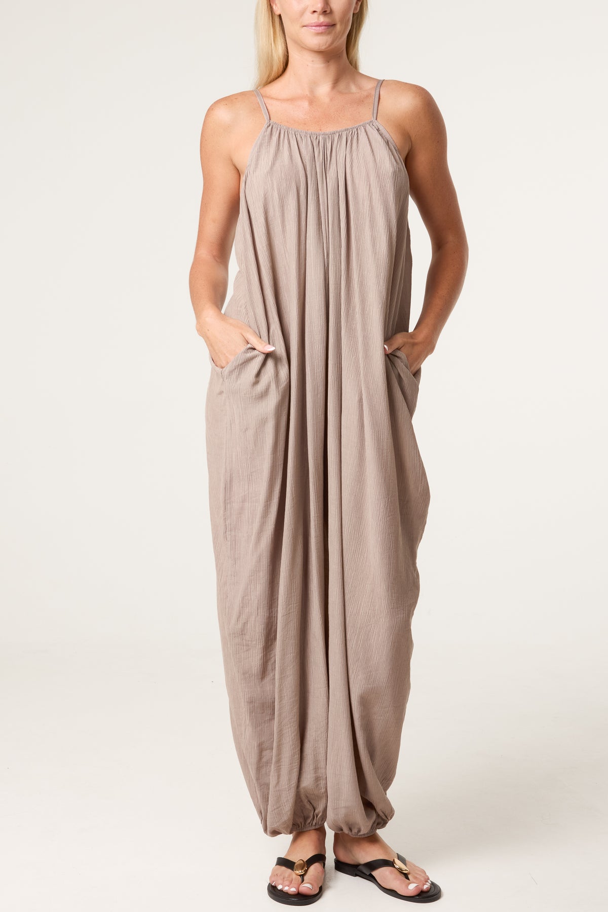 Crinkle Fabric Cami Jumpsuit