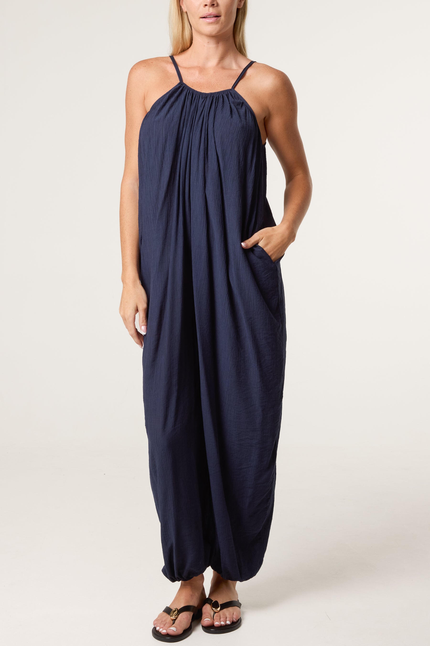 Crinkle Fabric Cami Jumpsuit