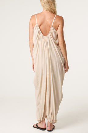 Crinkle Fabric Cami Jumpsuit