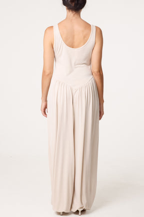 Fine Rib Stretch Harem Jumpsuit