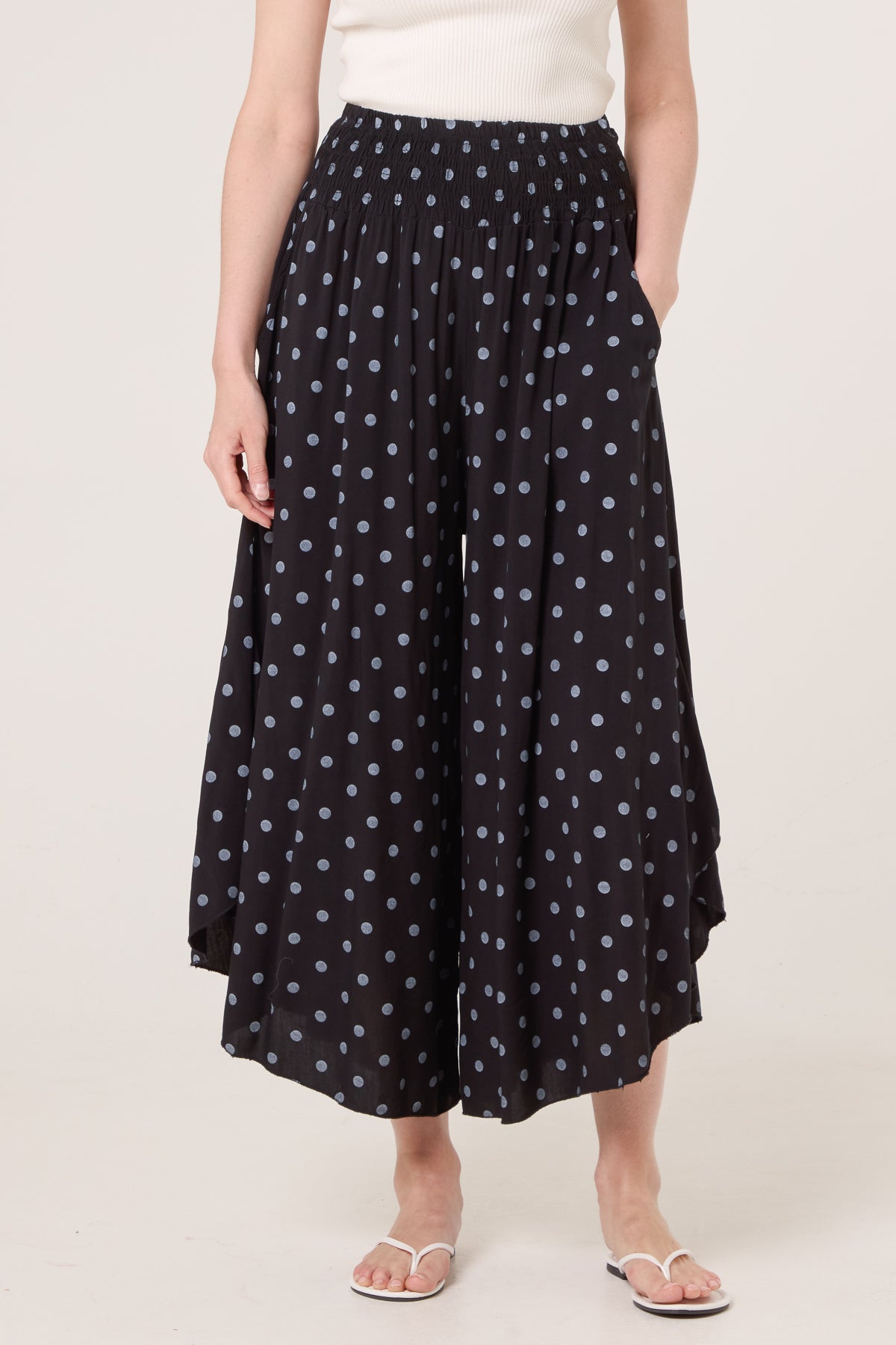 Polka Dot Wide Leg Shaped Trouser