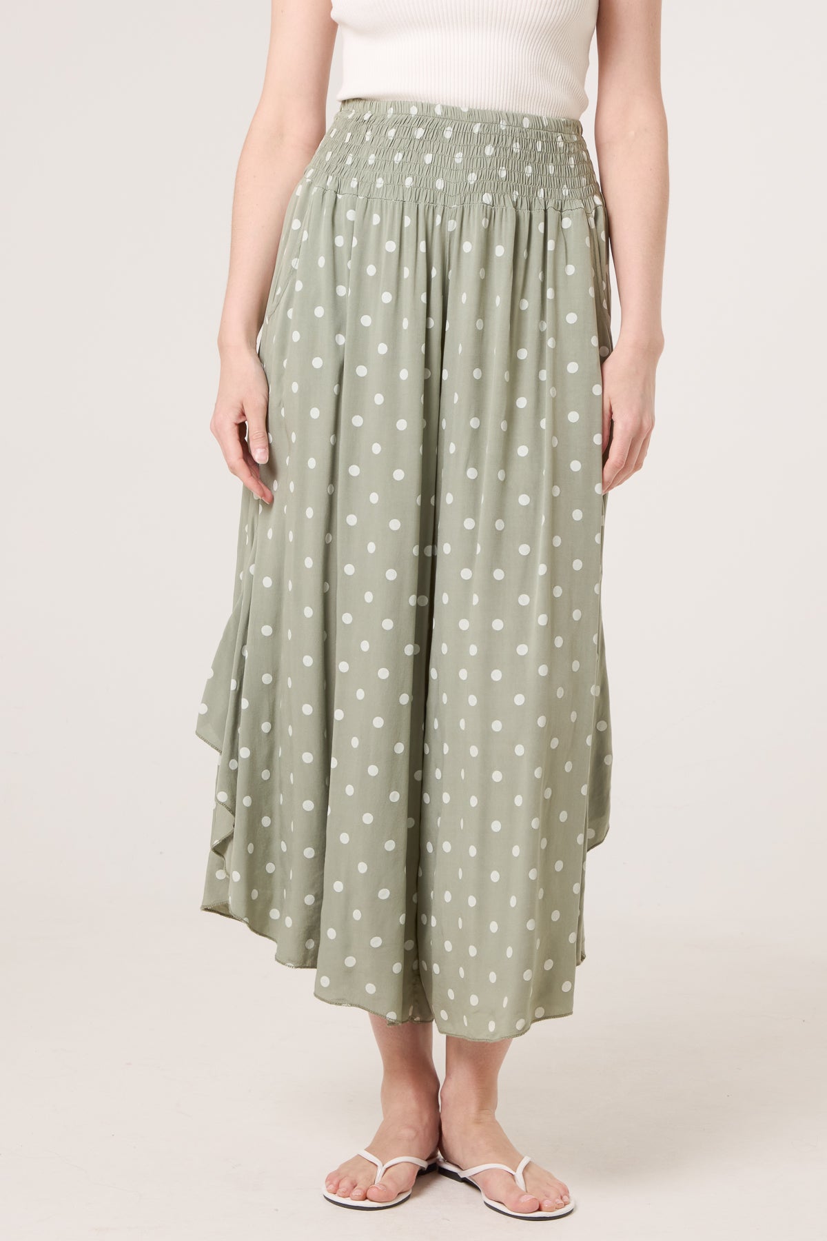 Polka Dot Wide Leg Shaped Trouser