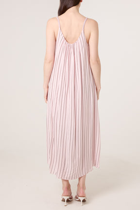 Braided Strap Vertical Stripe Midi Dress