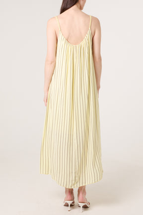 Braided Strap Vertical Stripe Midi Dress