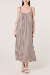 Braided Strap Vertical Stripe Midi Dress
