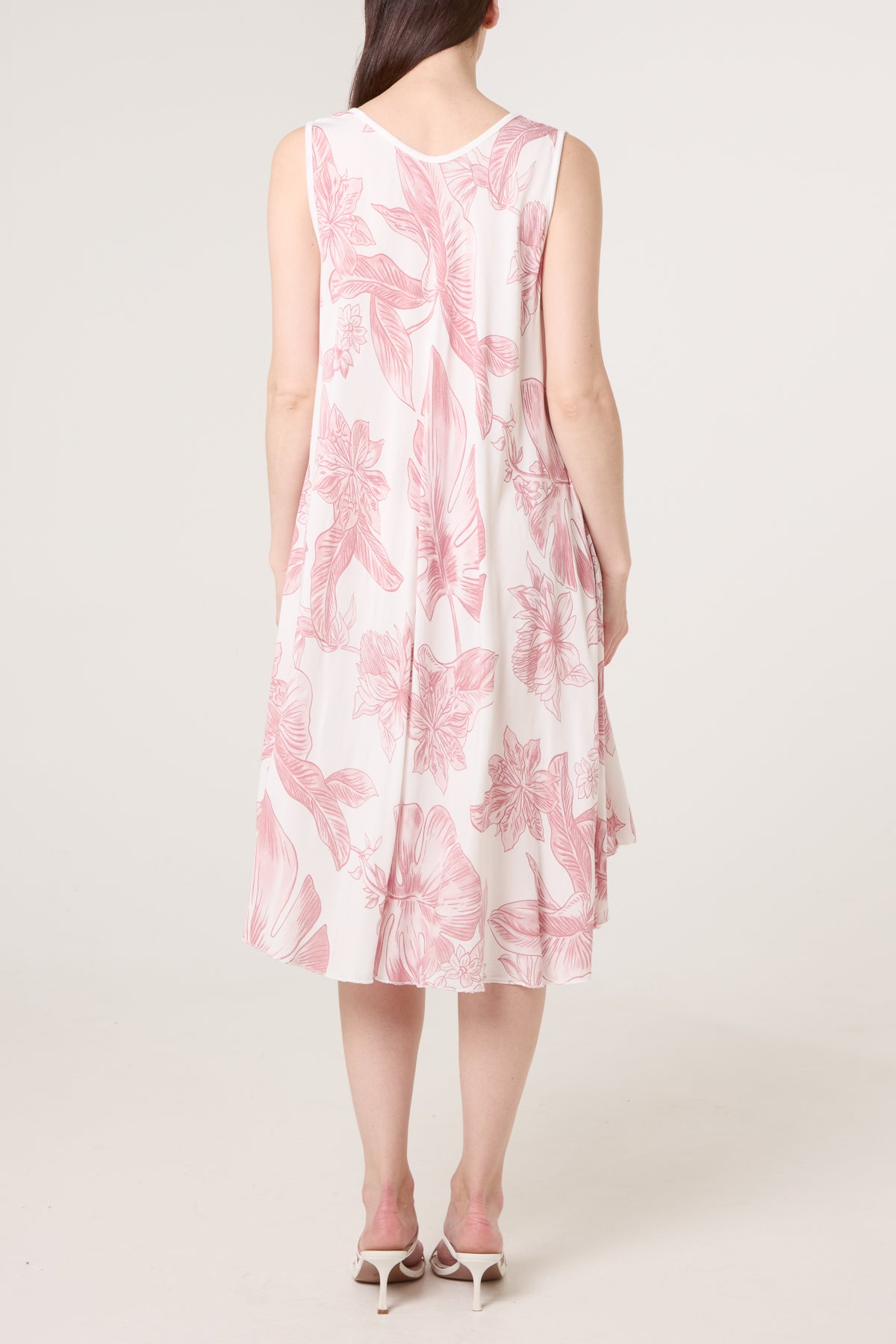 Floral Sleeveless Swing Midi Dress