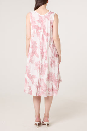 Floral Sleeveless Swing Midi Dress