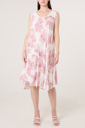 Floral Sleeveless Swing Midi Dress